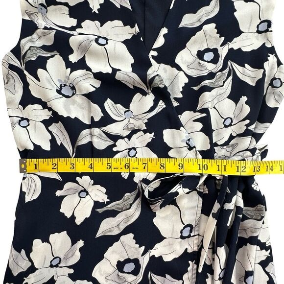 Banana Republic Navy Floral Midi Wrap Dress Dress Size 4 - Picture 10 of 17
